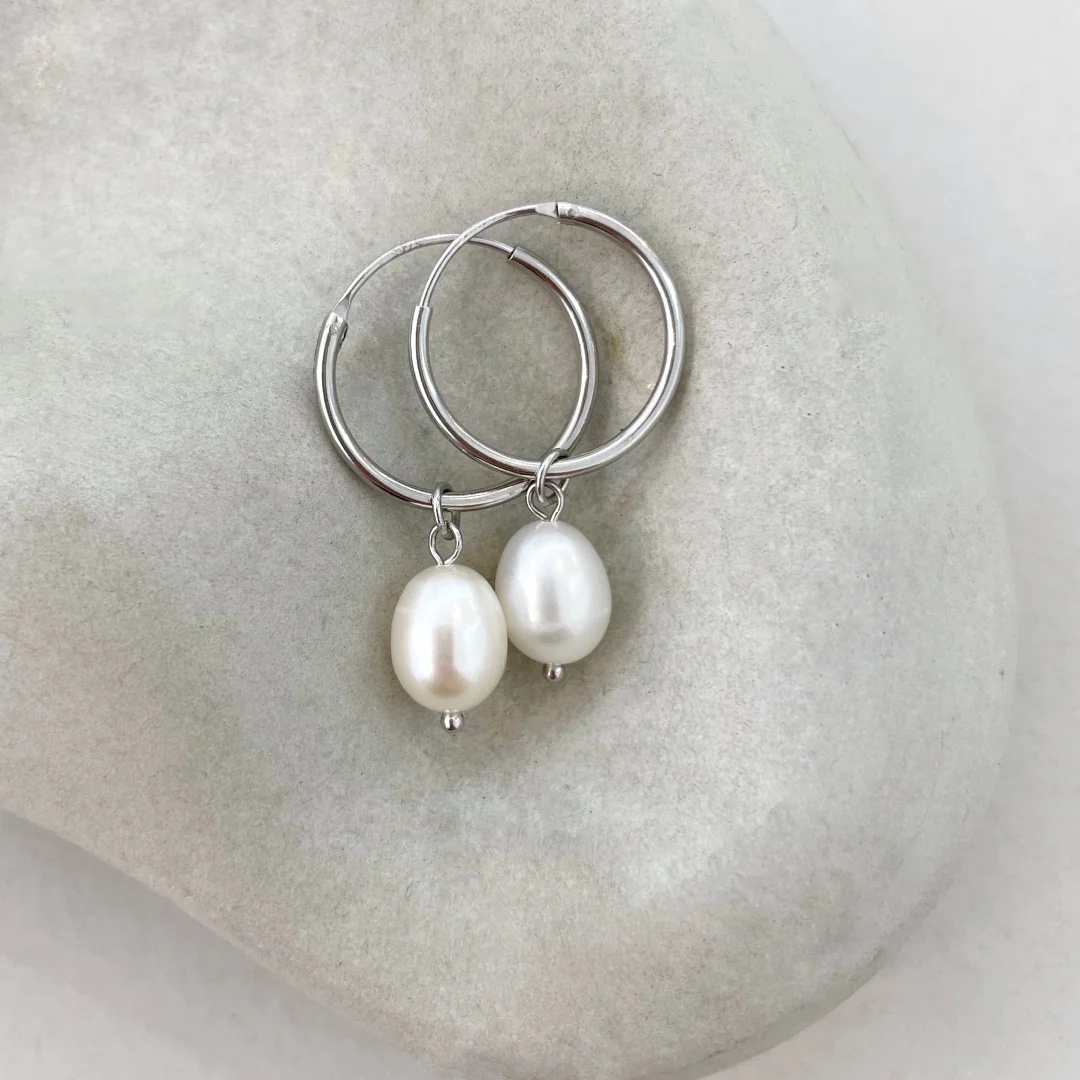 Ayla Pearl Hoops - Image 3